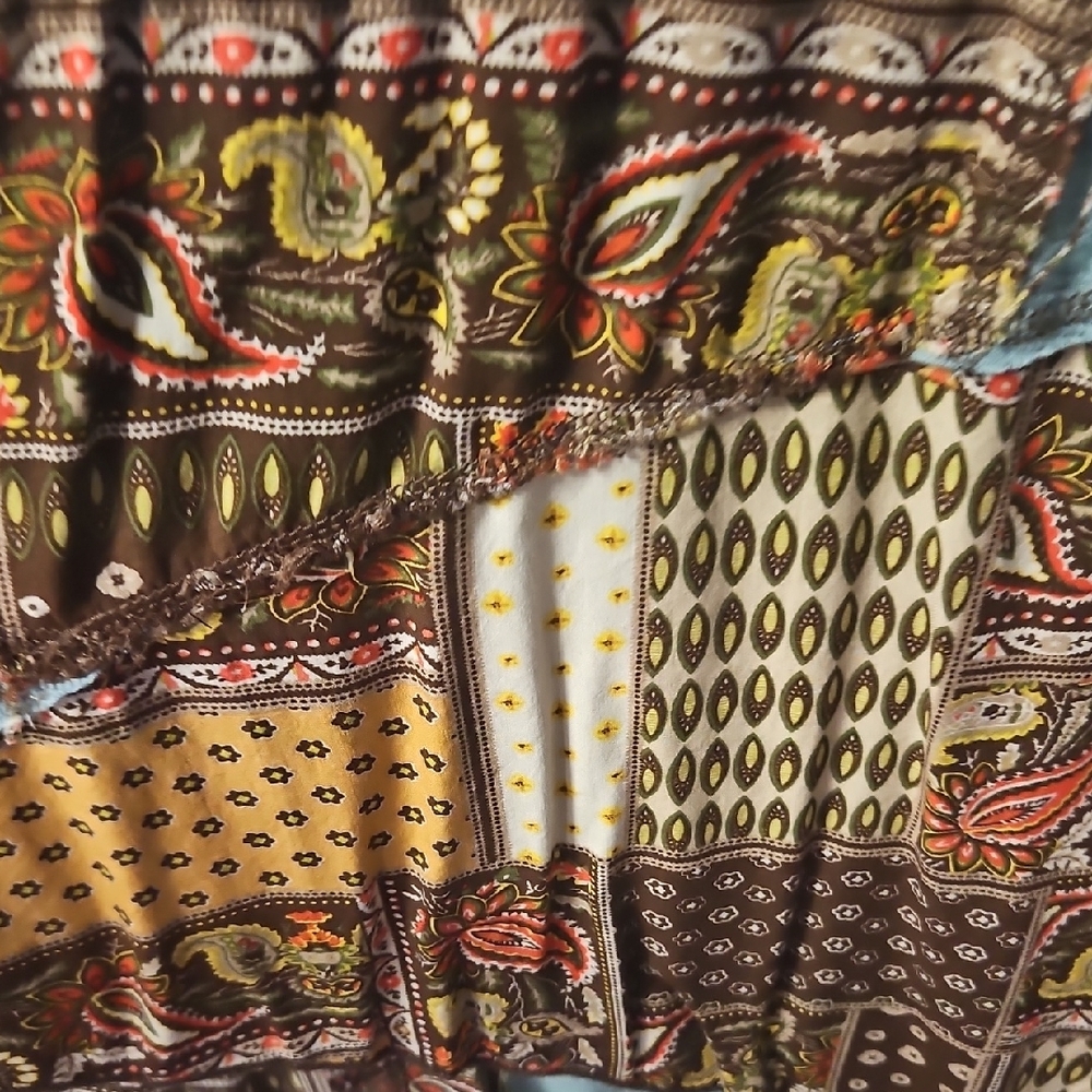 POL Teal and Multicolor Patchwork Blouse - Picture 3 of 8